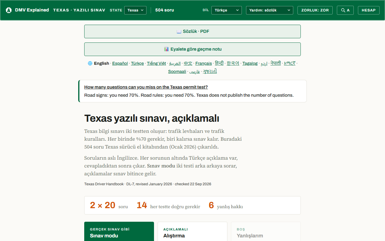 dmvexplained.com Texas sayfası